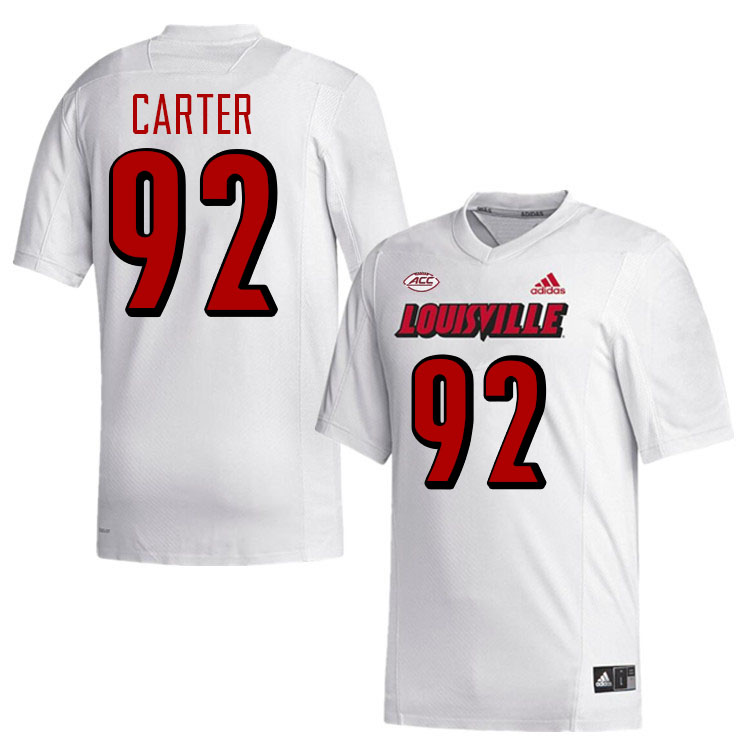 Men #92 Micah Carter Louisville Cardinals College Football Jerseys Stitched-White